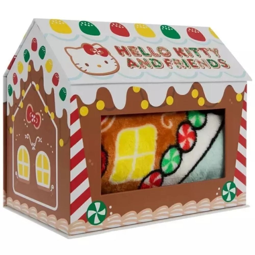 Hello Kitty Christmas Gingerbread Throw 46”x60” Blanket And Box NIB Gift Set